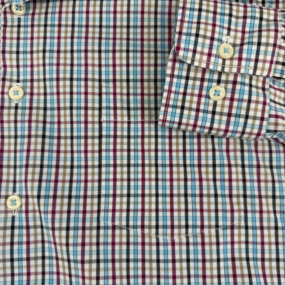 Peter Millar Crown Sport Mens L Blue Purple Check Performance Shirt MF18EW12BL - Picture 3 of 12